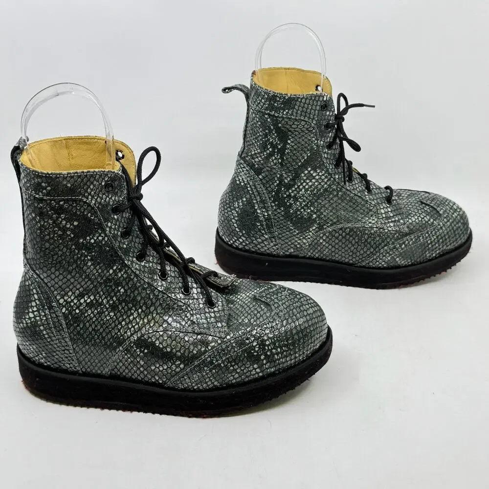 Vintage Chunky Snakeskin Combat boots - Picture 2 of 8